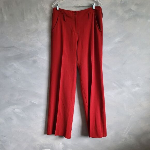 Red Flare Straight Leg Trouser Low Belt Loops Size 8 Y2k Bratz Maximalist Pants - Picture 9 of 12